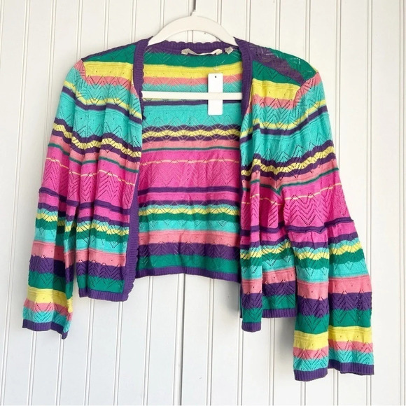 Soft Surroundings Size Small Monteverde Stripe Cardigan Sweater NEW! - Picture 2 of 7